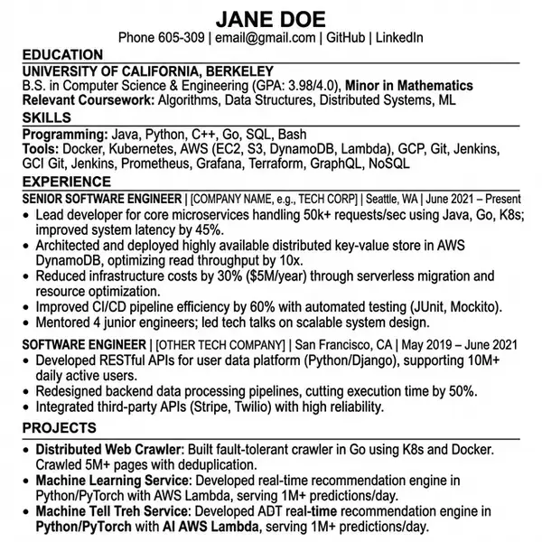 ATS Resume Template - FAANG Tech